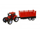 Traktor s vlečkou na setrvačník, červený, 32cm 