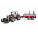 Bruder 2046 Massey Ferguson 7480 s přívěsem na dřevo