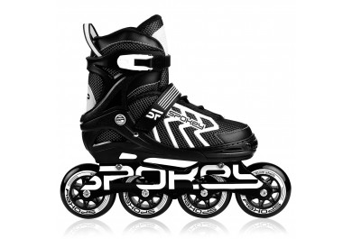 Spokey KHAN Kolečkové brusle, černo-bílé, ABEC7 Carbon, vel. 31-34