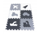 Pěnový koberec MAXI EVA Dopravní prostředky, bílo-černo-šedý