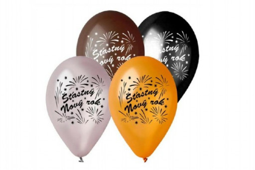 Nafukovací balonky s potiskem Šťastný nový rok, průměr 30cm, 6ks