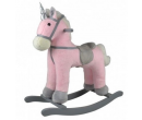 Teddies Kůň houpací růžový jednorožec plyš na bat. 71cm se zvukem a pohybem