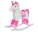 Teddies Kůň houpací bílý jednorožec plyš na bat. 71cm se zvukem a pohybem
