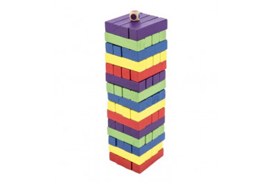 Dřevěná barevná jenga věž 60 dílů, 7,5x27,5x7,5 cm
