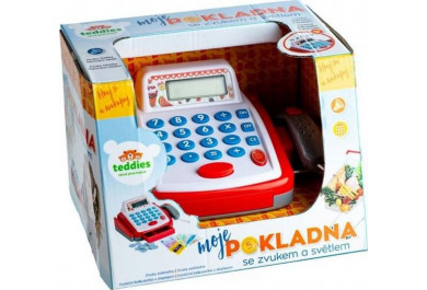 Teddies Dětská malá digitální pokladna s doplňky na baterie, 22x15x18 cm