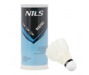 Nils NL6203 Bílé badmintové míčky z peří, 3 ks