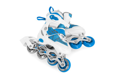 Spokey TONY Kolečkové brusle, bílo-modré, ABEC7 Carbon, vel. 30-33