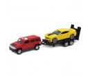 Welly Trailer set Hummer H3, Camaro ZL1, 1:34