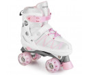 Spokey BUFF PRO Trekové brusle regulovatelné ABEC 7, bílo-růžové, vel. 34-37