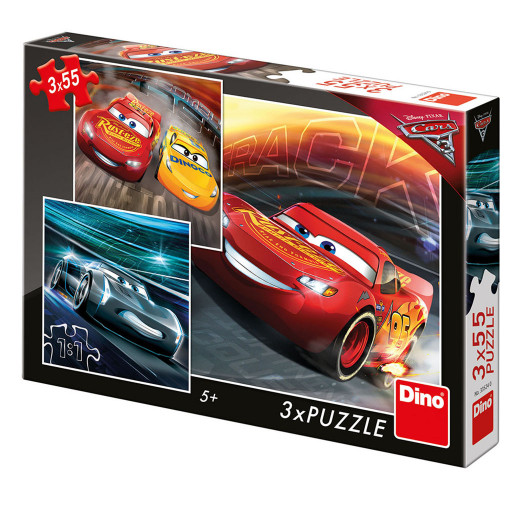 Dino Puzzle Cars 3 Trénink, 3x55 dílků