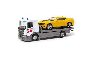 Welly Scania P320 (white) a Chevrolet Camaro (yellow) 1:57/43 