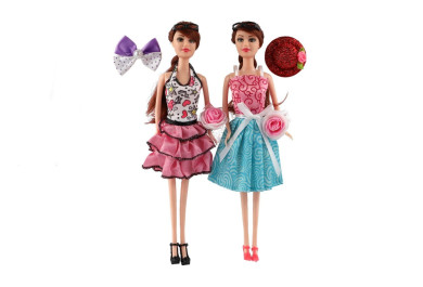 Kloubová plastová panenka ve stylových šatech 30cm 