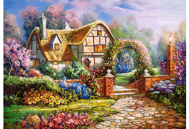Castorland puzzle 500 dílků - Wilshirské zahrady (domek s květinovou bránou)