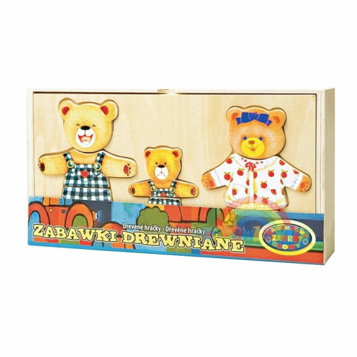 Dromader Dřevěné puzzle Obleč medvídka a rodinku