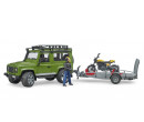 Bruder 2589 Land Rover Defender, přepravník, figurka, motocykl