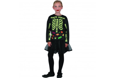 Dětský kostým na karneval Dívka kostra svítící ve tmě, 120-130 cm