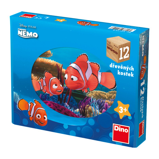 Dino dřevěné kostky Nemo, 12 kostek