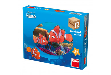 Dino dřevěné kostky Nemo, 12 kostek