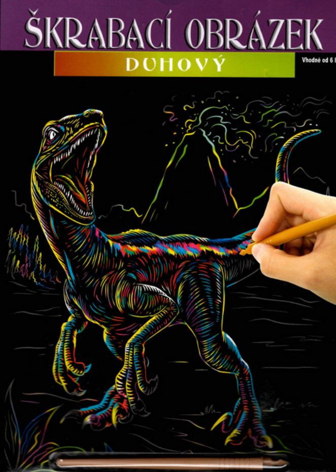 ArtLover škrabací obrázek duhový Tarbosaurus, 25x20 cm
