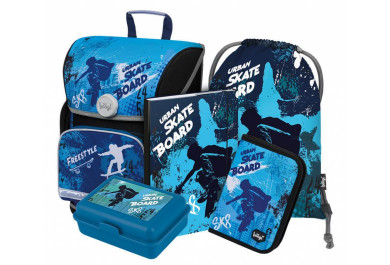 BAAGL SET 5 Ergo Skateboard: aktovka, penál, sáček, desky, box
