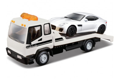 Bburago Tow Truck a Jaguar, White 1:43