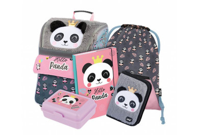BAAGL SET 5 Zippy Panda: aktovka, penál, sáček, desky, box