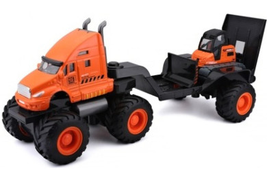 Maisto Builder Zone Quarry Haulers with Street Loader, Orange 1:32