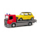 Welly Scania P320 (red) a Mini Cooper (yellow) 1:57/43 