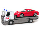 Welly Scania P320 (white) a Porsche 911 (red) 1:57/43 