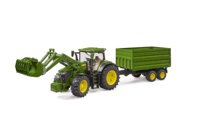 Bruder 3155 Traktor John Deere 7R 350 s čelním nakladačem a přívěsem