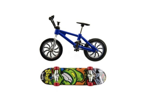 Prstové jízdní kolo a skateboard šroubovací, 10cm assort