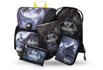 BAAGL SET 5 Ergo Batman: aktovka, penál, sáček, desky, peněženka