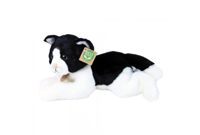 Rappa Plyšová kočka bílo-černá ležící 30 cm