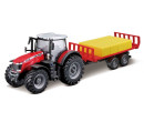 Bburago Farm traktor Messey Ferguson s přívěsem na balíky 1:50