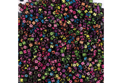 Playbox Černé plastové korálky s neo písmenky, 300 kusů