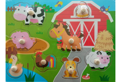 Dětské dřevěné vkládací puzzle, Farma