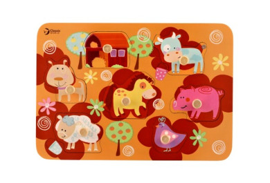 Dětské deskové obrysové puzzle, Farma 30x21cm