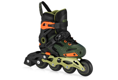 Spokey FREESPO KIDS Dětské kolečkové brusle, khaki, ABEC7 Carbon, vel. 27-30