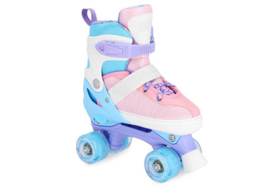 Spokey BUFF PRO Trekové brusle, regulovatelné, růžovo-modré, ABEC7, vel. 38-41