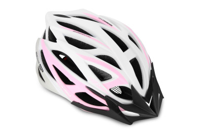 Spokey FEMME cyklistická přilba IN-MOLD, 55-58 cm, bílo-růžová