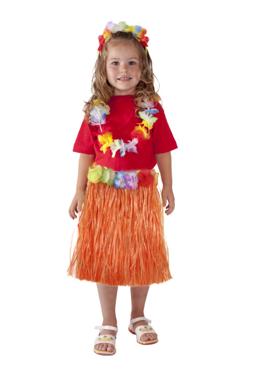 Dětská sukně Hawaii oranžová, 45cm