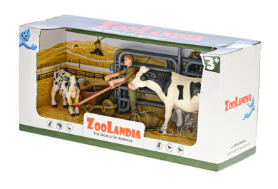 Zoolandia Strakatá kráva s telátkem a doplňky, Sedlák s křovinořezem
