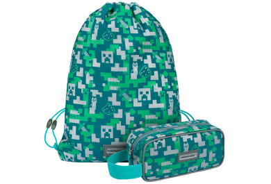 MINECRAFT SET 2 Silver Creeper: penál, sáček