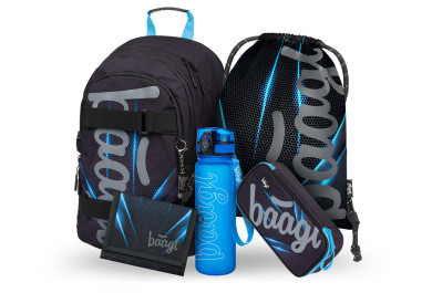BAAGL SET 5 Skate Bluelight: batoh, penál, sáček, láhev, peněženka