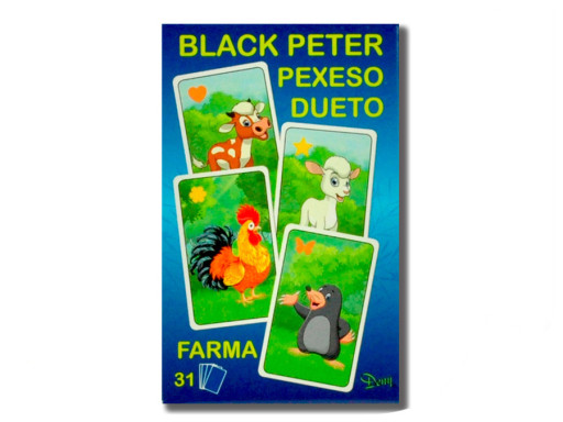 Černý Petr, Dueto, pexeso 3v1 - Farma 7x10,5cm