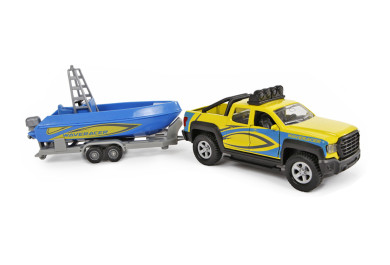 Kids Globe Traffic tahač s lodí na zpětný chod se světlem a zvukem, 27cm