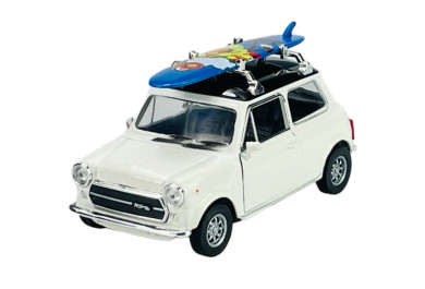 Welly Mini Cooper 1300 with Surf, bílý, 1:34