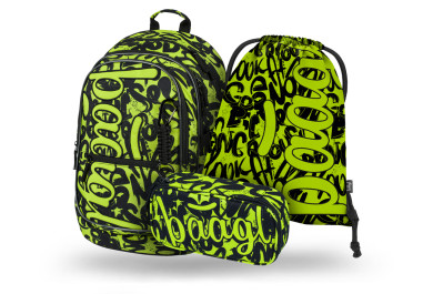 BAAGL 3 SET Core Lime: batoh, penál, sáček