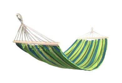 Houpací síť s výztuhou PolyCotton, žluto-zelená, 200x90cm, 120kg