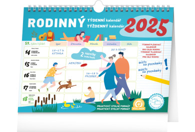 Týdenní rodinný plánovací kalendář s háčkem 2025, 30 × 21 cm